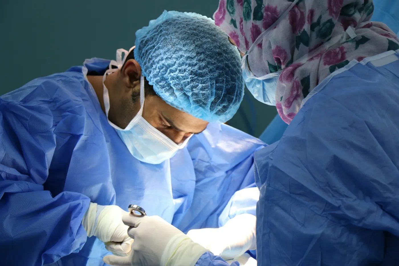Surgical team at work in an operating room